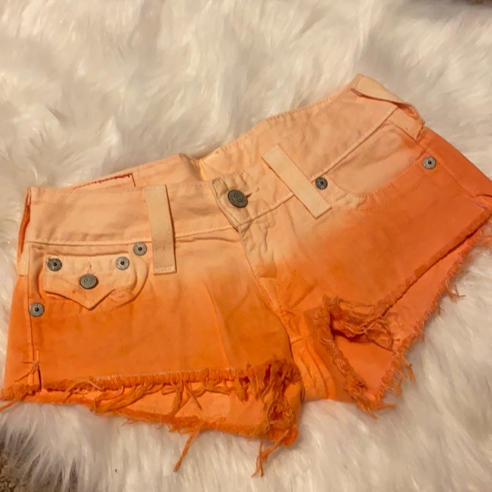 Ombré Orange True ReligionJoey Cut off shorts